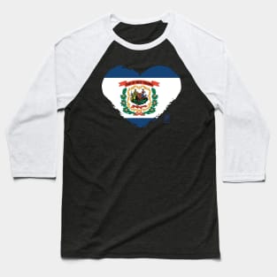 U.S. State - I Love West Virginia - West Virginia Flag Baseball T-Shirt